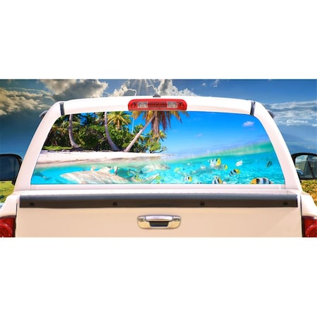 Entretenimiento On A Beach Rear Window Graphic Truck View Thru Vinyl Back Decal EN3272530